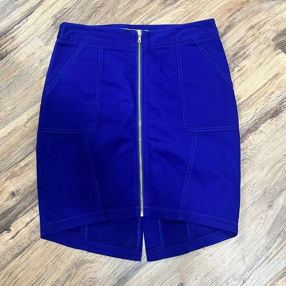 Trina Turk Ellen Skirt Royal Blue Mini Exposed Zipper Size 2 - Picture 1 of 8
